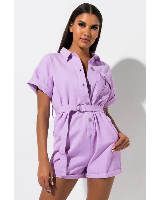 Utility Romper in Lavender (Purple 