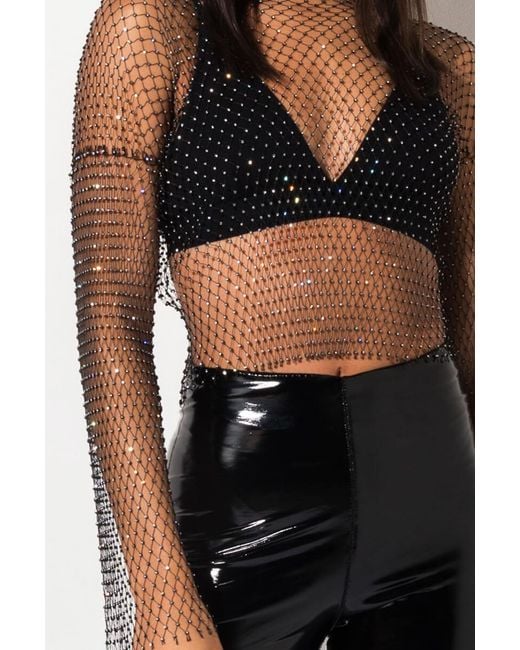 rhinestone mesh crop top