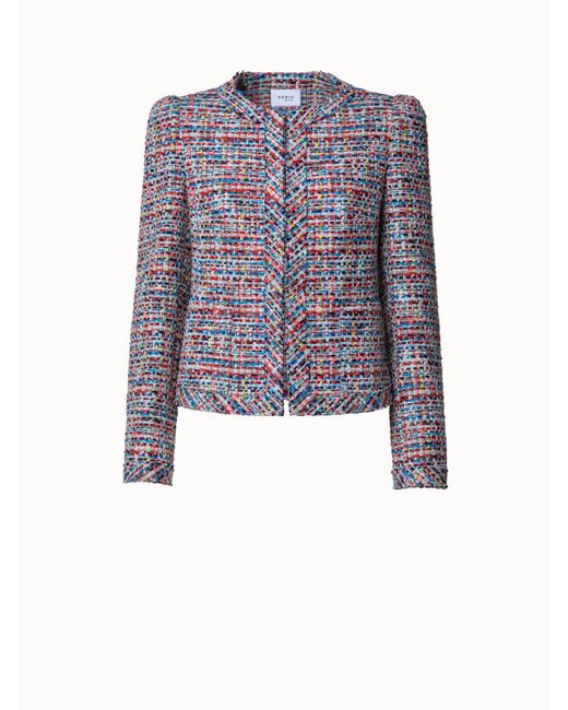 Akris Cotton Tweed Jacket in Blue Lyst