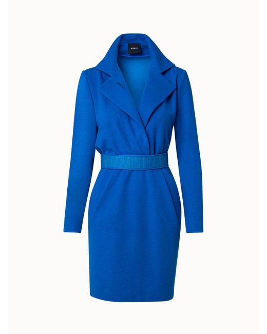 Akris Viscose Wool Jersey Dress With Horsehair Belt in Blue Lyst