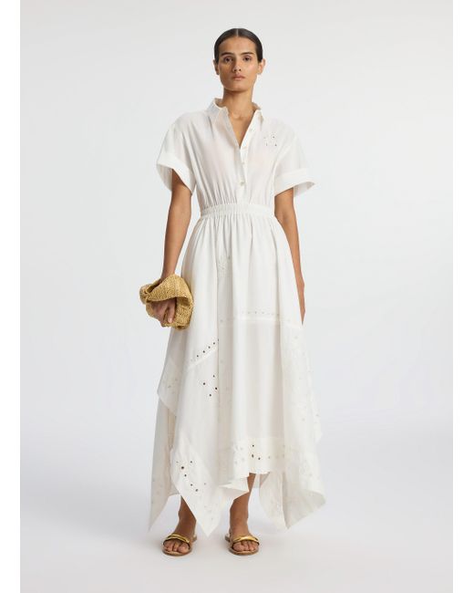 A.L.C. White Amy Embroidered Poplin Shirtdress