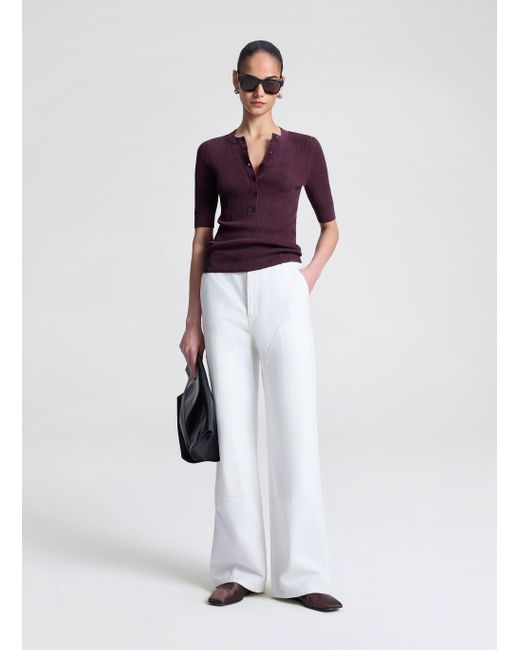 A.L.C. Purple Fisher Fine Cotton Knit Top