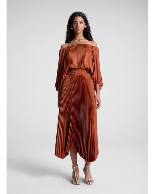 knee length dresses for ladies Ascella Sweetheart Pleated Midi Dress