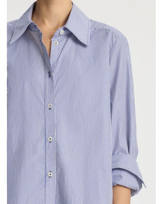 A.L.C. Blue Aiden Striped Cotton Shirt