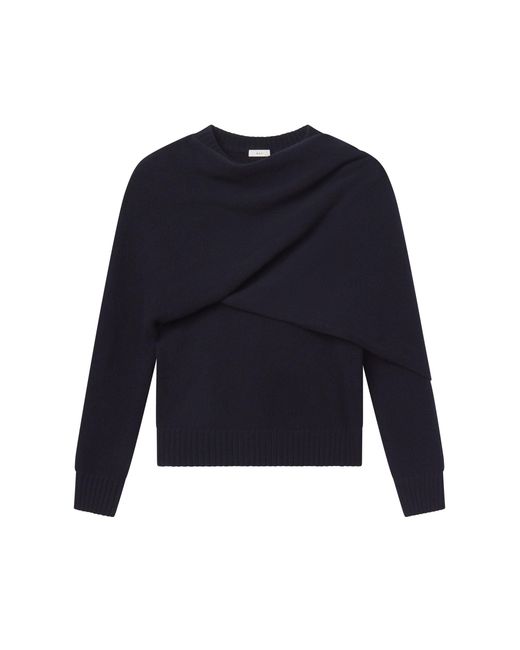 A.L.C. Blue Davin Draped Wool Sweater