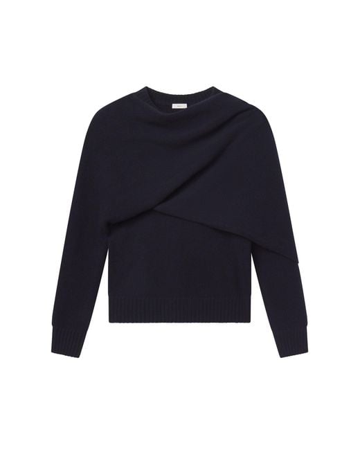 A.L.C. Blue Davin Draped Wool Sweater