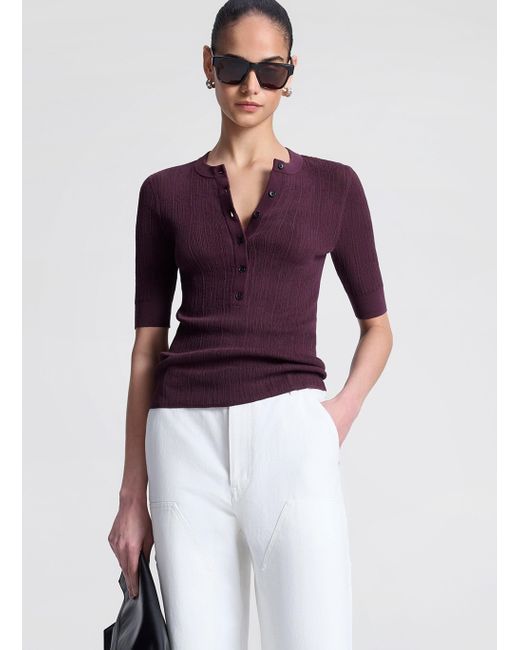 A.L.C. Purple Fisher Fine Cotton Knit Top