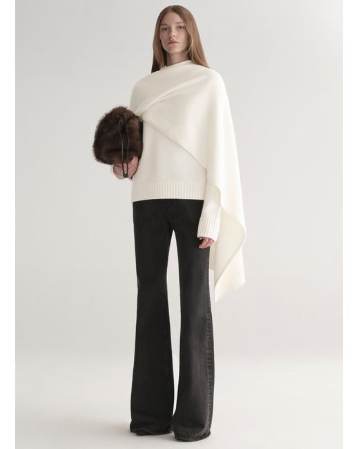 A.L.C. Natural Davin Draped Wool Sweater