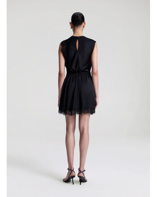 A.L.C. Black Dion Satin And Lace Mini Dress