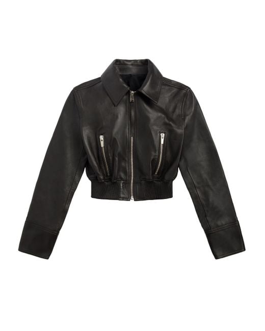 A.L.C. Black Harlow Cropped Leather Jacket