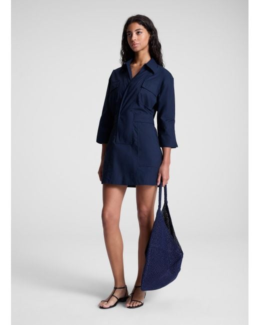 A.L.C. Blue Evan Mini Shirt Dress