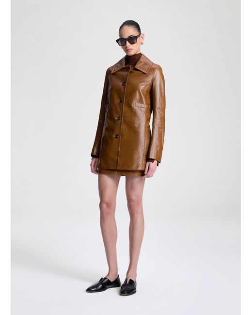 A.L.C. Brown Ghia Glossy Leather Jacket