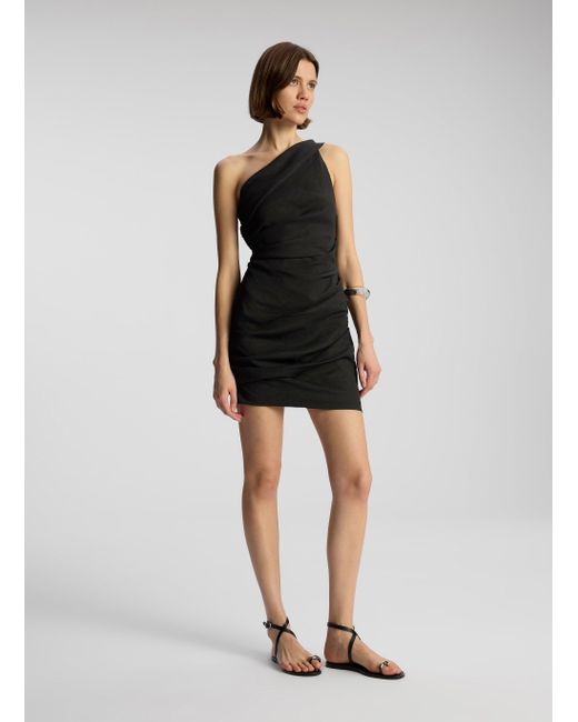 A.L.C. Black Carina Stretch Linen Mini Dress