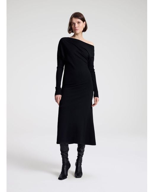 A.L.C. Black Liv Fine Merino Knit Midi Dress