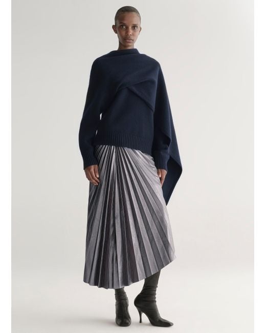 A.L.C. Blue Davin Draped Wool Sweater