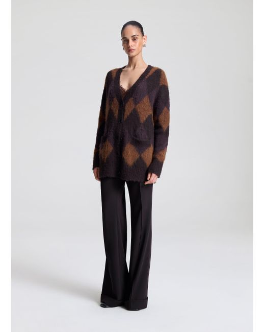 A.L.C. Blue Reid Brushed Alpaca Argyle Cardigan