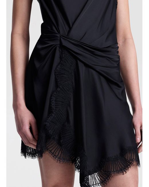 A.L.C. Black Dion Satin And Lace Mini Dress