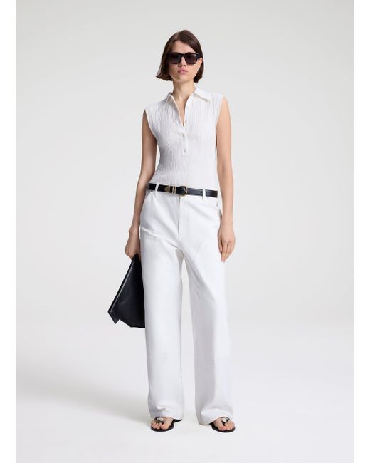 A.L.C. White Rae Wide Leg Canvas Pant