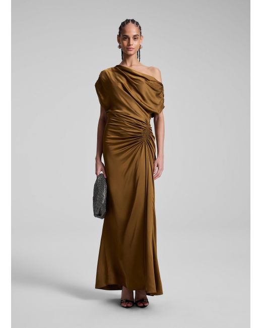 A.L.C. Penny Satin Midi Dress in Natural | Lyst A.L.C. Penny Satin Midi Dress in Natural | Lyst