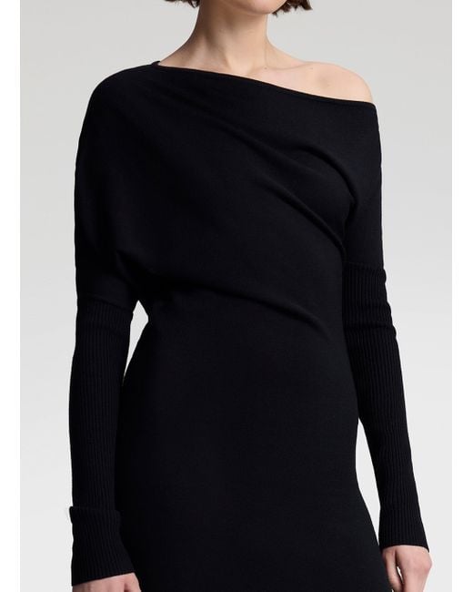 A.L.C. Black Liv Fine Merino Knit Midi Dress