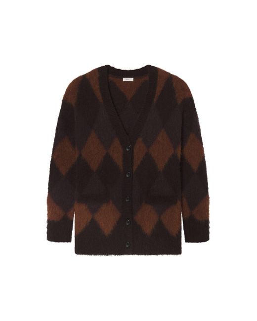 A.L.C. Blue Reid Brushed Alpaca Argyle Cardigan