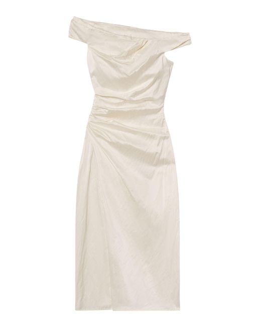 A.L.C. White Camille Off Shoulder Satin Dress