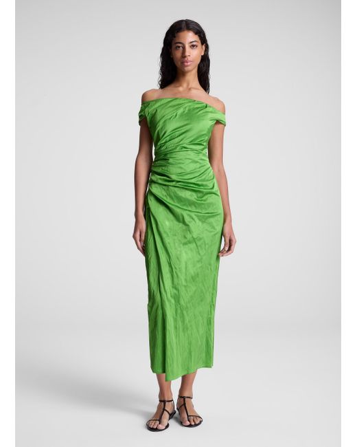 A.L.C. Camille Off Shoulder Satin Dress in Green | Lyst