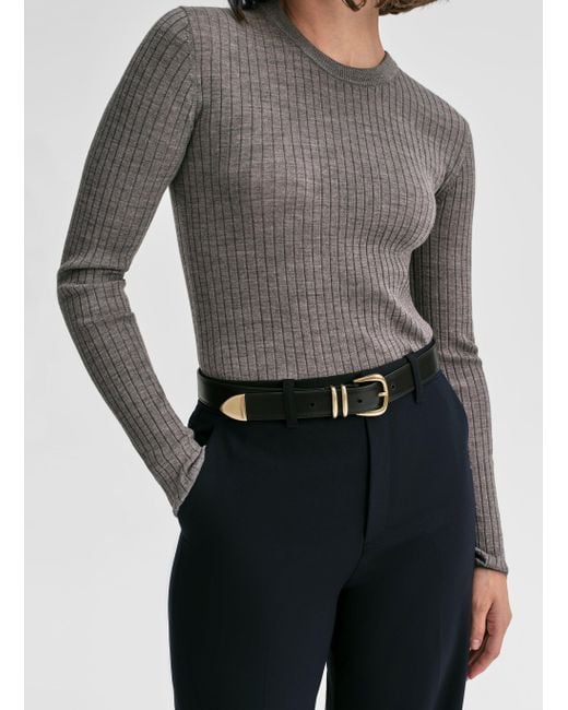 A.L.C. Gray Kyle Ribbed Merino Top