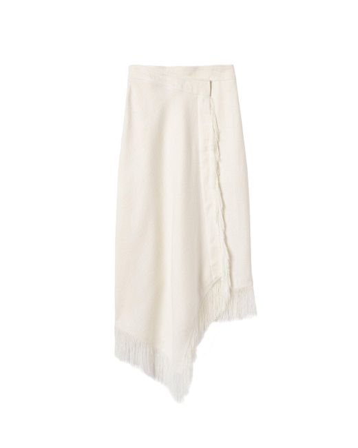 A.L.C. Natural Amelie Fringe Wrap Midi Skirt