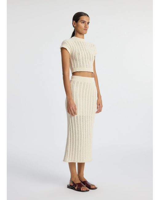 A.L.C. White Aurora Crochet Midi Skirt