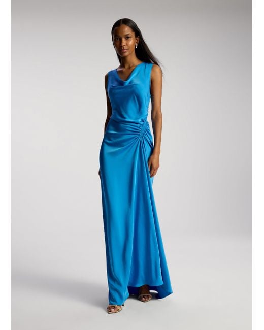A.L.C. Blue Ophelia Satin Maxi Dress