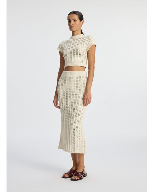 A.L.C. White Aurora Crochet Midi Skirt