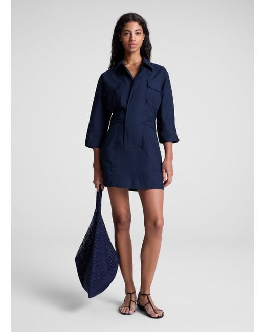 A.L.C. Blue Evan Mini Shirt Dress