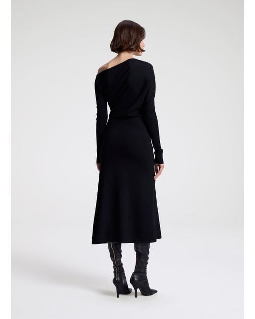 A.L.C. Black Liv Fine Merino Knit Midi Dress
