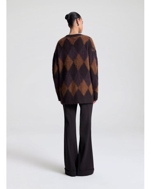 A.L.C. Blue Reid Brushed Alpaca Argyle Cardigan