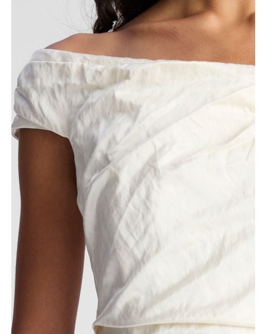 A.L.C. White Camille Off Shoulder Satin Dress