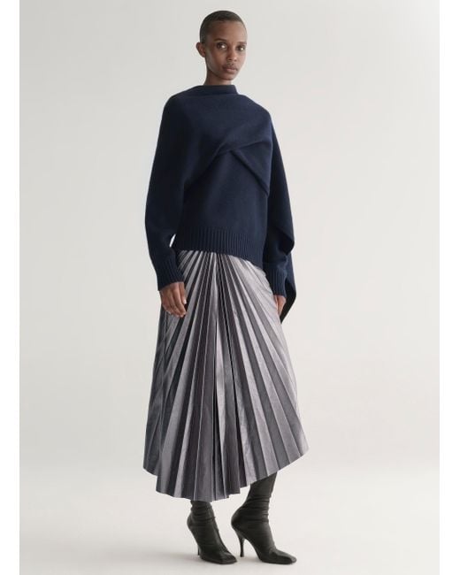 A.L.C. Blue Davin Draped Wool Sweater
