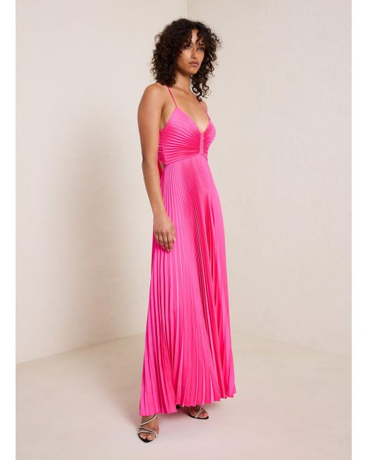 alc pink dress A.L.C. Pleated Metallic Halter Maxi Zelda Crepe Size 4 Celebrity Owned This tea A.L.C. Rio Pleated Halter Dress