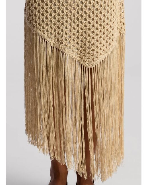 A.L.C. Natural Leona Crochet Fringe Midi Skirt