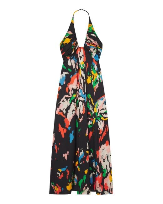 A.L.C. White Al Printed Satin Halter Gown