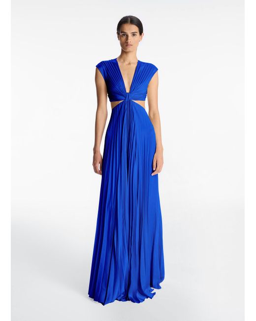 A.L.C. Blue Alejandra Satin Pleated Dress