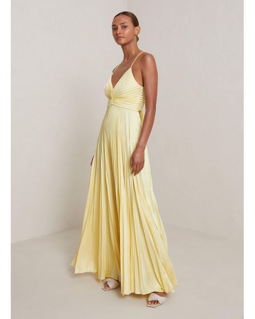 A.L.C. Yellow Aries Satin Pleated Dress