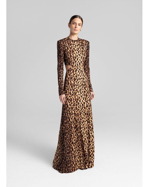 A.L.C. Brown A.l.c. Gabriella Leopard Stretch-silk Column Gown