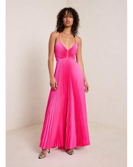 A.L.C. Pink Aries Satin Pleated Dress