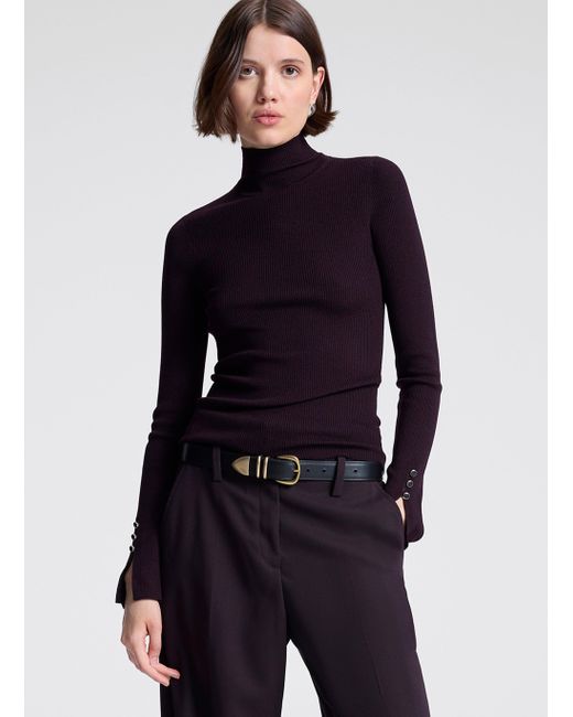 A.L.C. Blue Jett Knit Merino Turtleneck Top