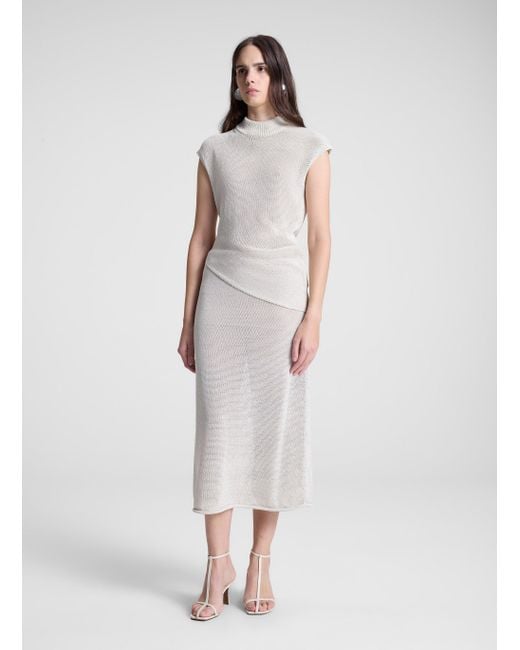 A.L.C. White Edith Open Knit Asymmetric Top