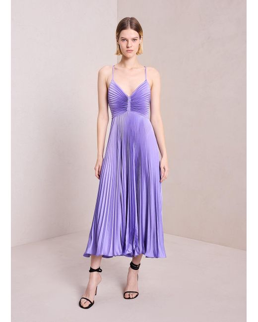 A.L.C. Purple Gemini Pleated Midi Dress