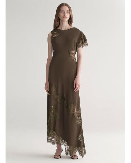 A.L.C. Women's Natural Alessia Textured Satin And Lace Maxi Dress