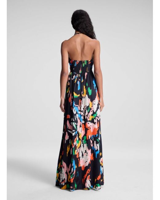 A.L.C. White Al Printed Satin Halter Gown