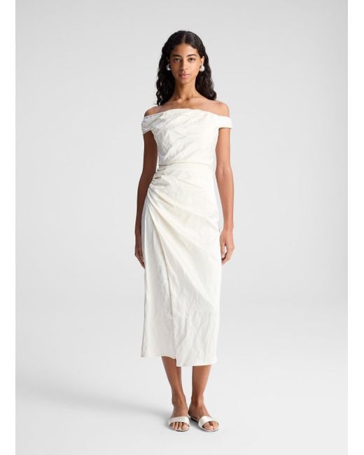 A.L.C. White Camille Off Shoulder Satin Dress